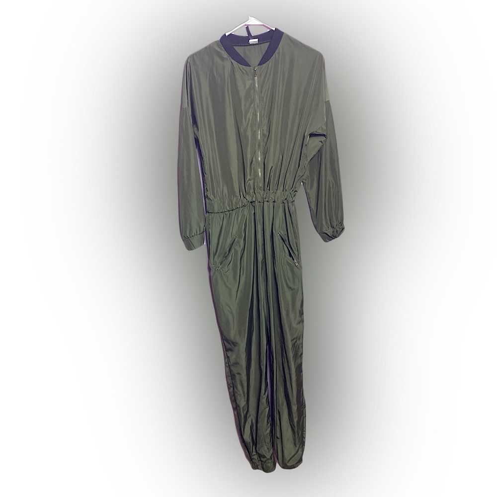 Utility Jogger Jumpsuit Olive Green Large Long Sleeve